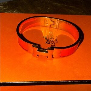 Hermes Orange Enamel Bracelet